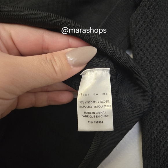 Fleur du Mal Pointelle Knit Bodysuit Black - Picture 6 of 9